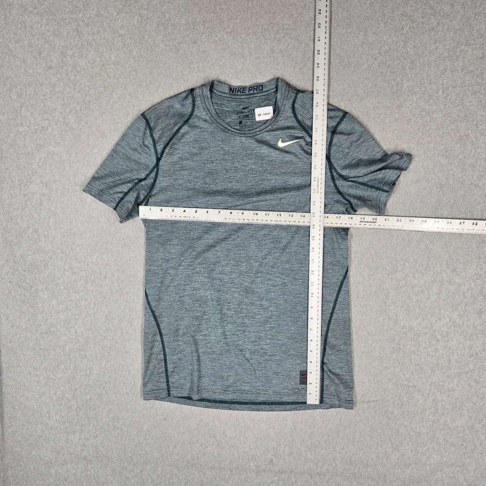 Nike Men Shirt M Gray Activewear Top Dri-Fit Nike Pro Fitted Logo Slim Stretch